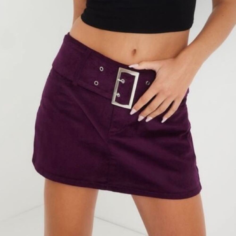 Garage NWOT Y2K Style Purple Belted Corduroy Mini Skirt Micro Skirt